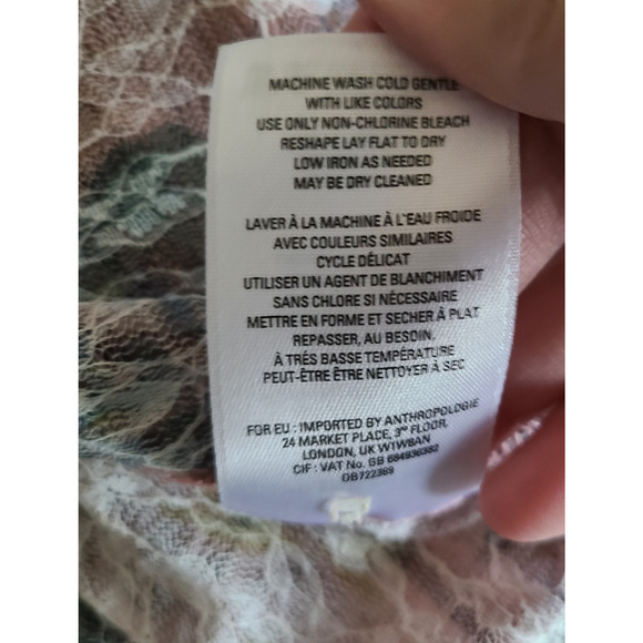 Anthropologie Akemi‎ Kin Fairy Blouse Top SZ Large Cottagecore Sheer Floral Pink - Picture 13 of 13